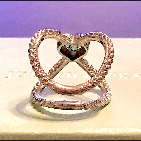 💚JUDITH RIPKA OPENWORK EMERALD HEART RING - Picture 6 of 8